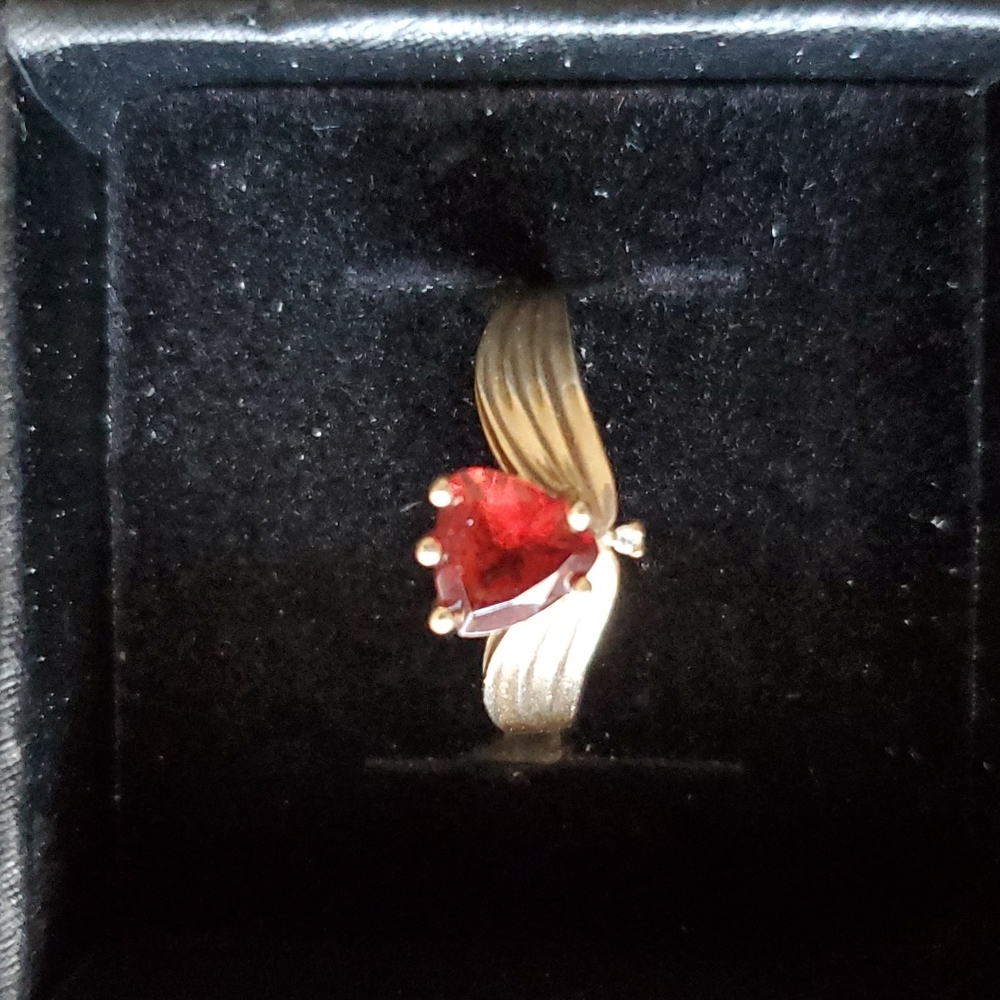 Garnet ring set in 10k yellow gold
